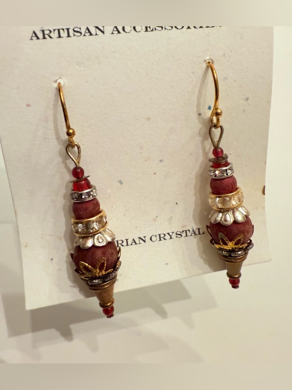 Red and Gold Drop Earrings - Women Jewelry
